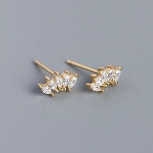 18K Plated Cubic Zirconia Diamond Stud Earring 925 Sterling Silver Cartilage